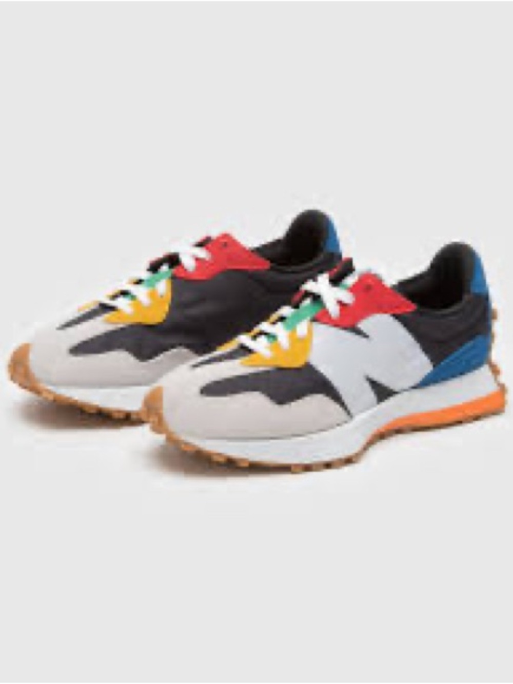 New Balance Multicolor Retro Runner Sneakers - White/Black/Red/Yellow/Blue/Tan